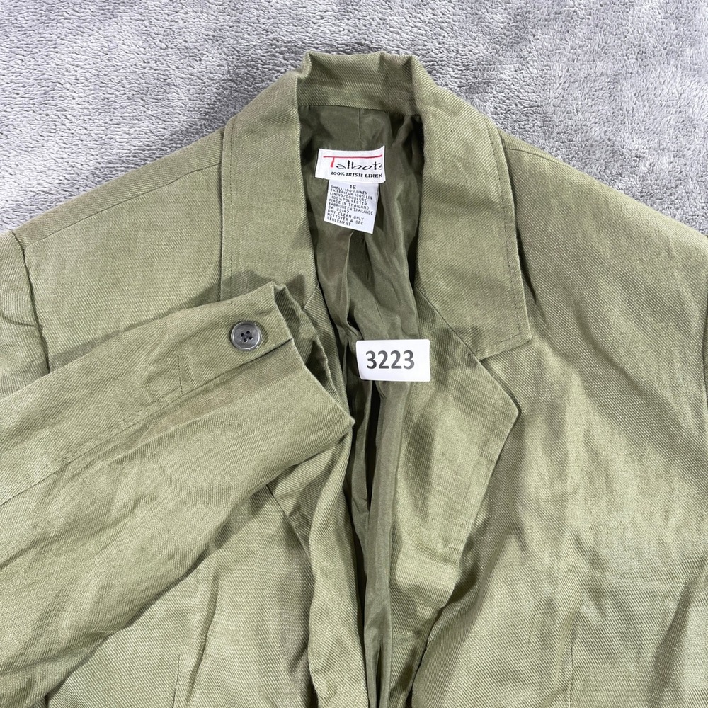 Talbots Women's Olive Green Linen Blend Blazer
